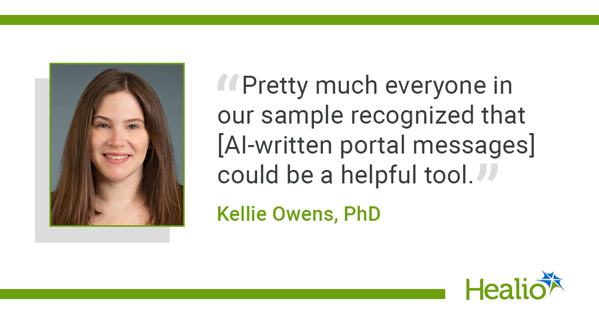 Patients comfortable with AI-created portal messages